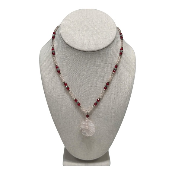 Genuine Rose Quartz Necklace Beaded - Picture 3 of 9